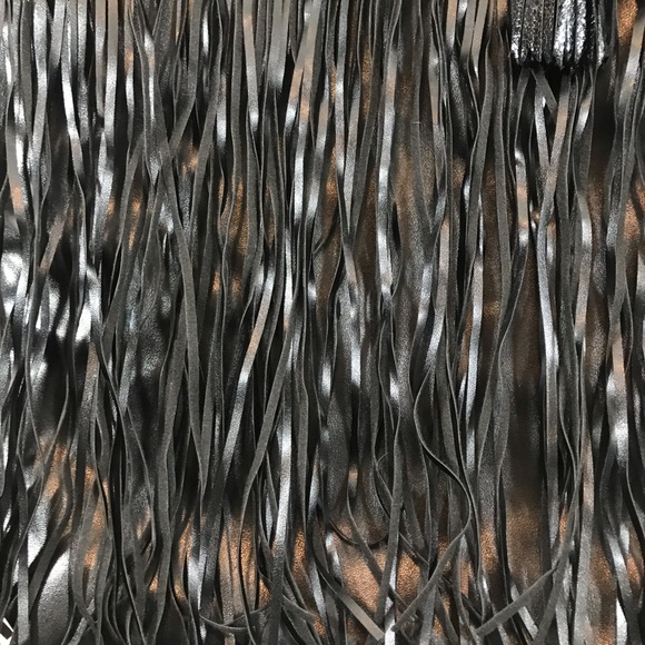 Victoria Secret black faux leather fringe tote - Picture 4 of 5